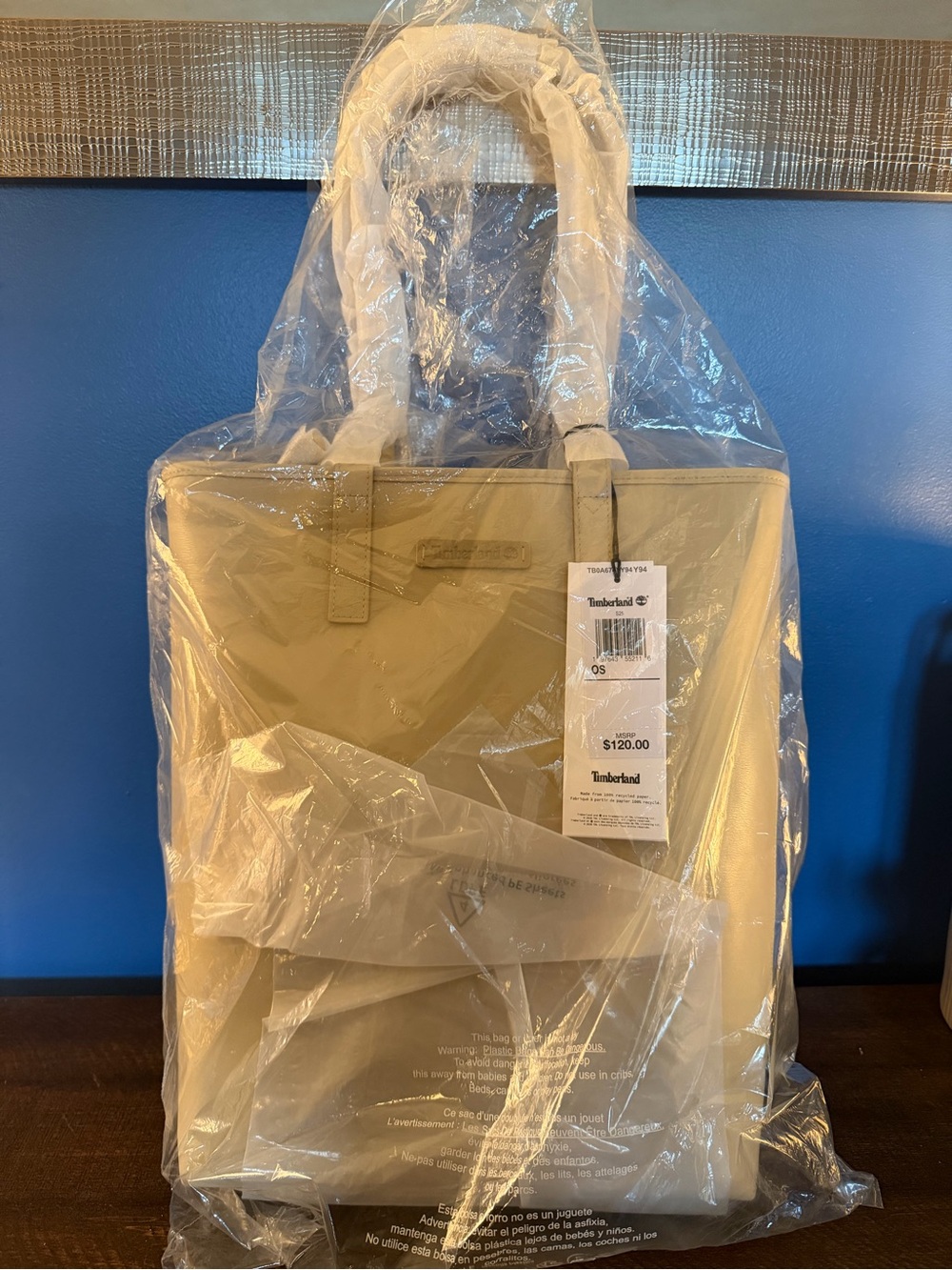Light Beige Tote with Top Handles NWT Timberland - Picture 3 of 13